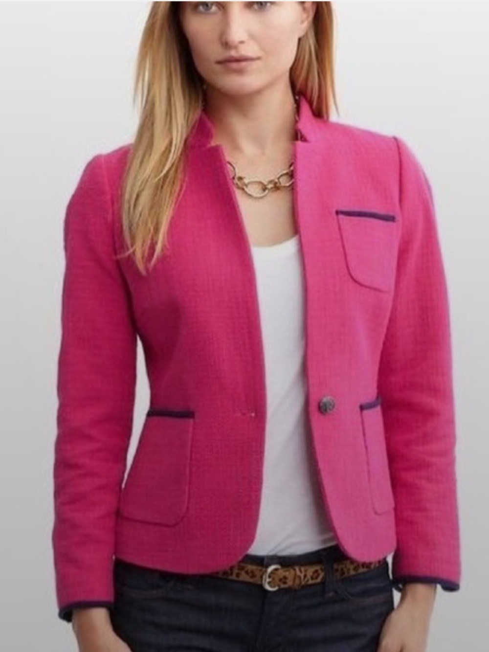 Banana Republic Pink Tweedy Cotton Blazer -Elle Woods Legally Blonde Aesthetic!